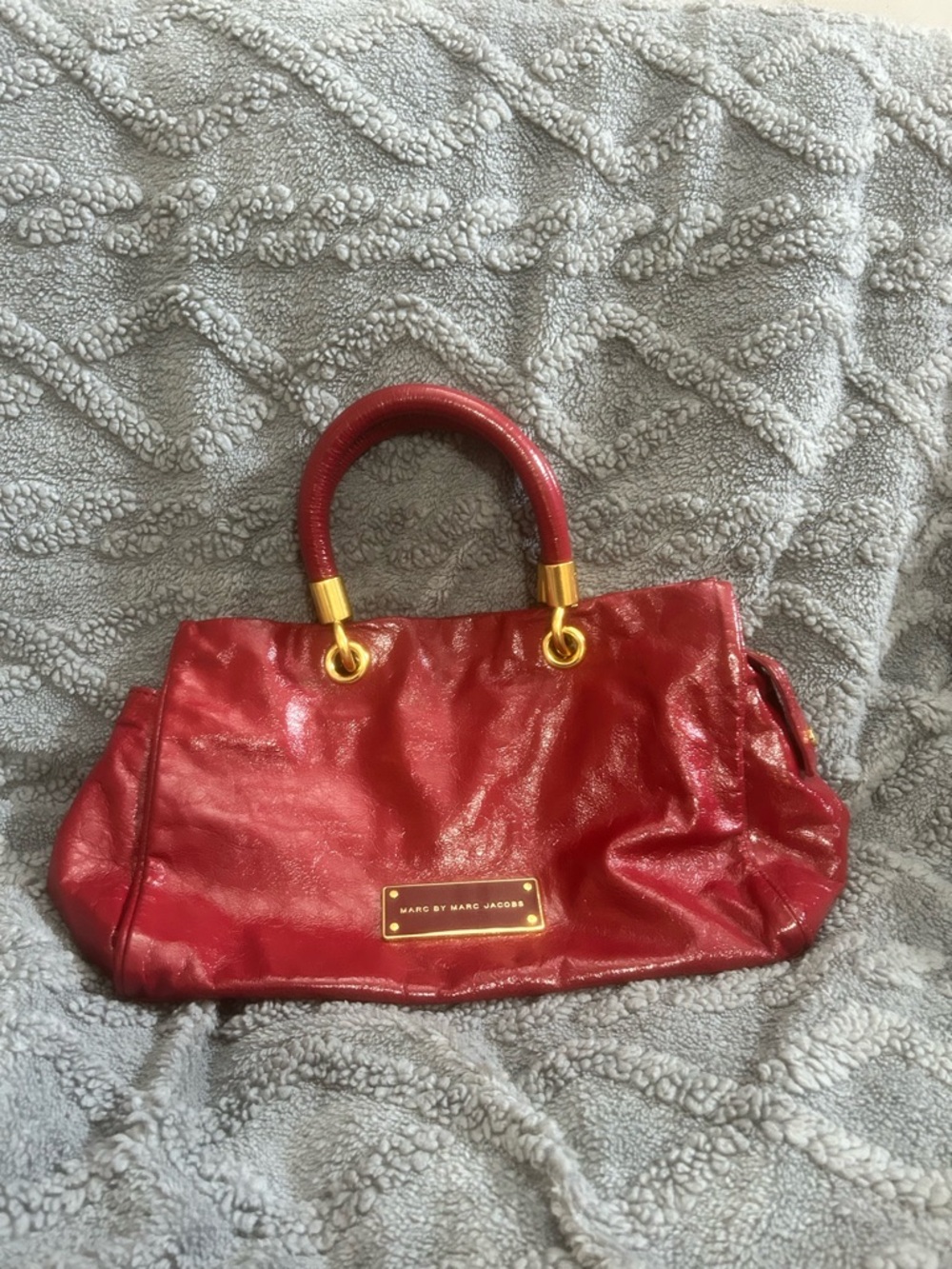 Marc by Marc Jacobs Red Leather Satchel with Gold Hardware